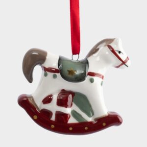 Игрушка елочная, 8 см, керамика, Лошадка-качалка, Bright horse