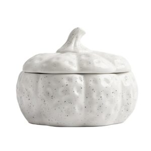 Емкость для хранения Тыква "Light pumpkin", 18х16 см, 1,3 л, керамика, белая, в крапинку