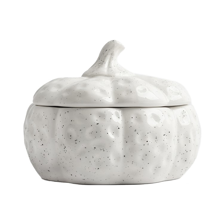 Емкость для хранения Тыква "Light pumpkin", 18х16 см, 1,3 л, керамика, белая, в крапинку