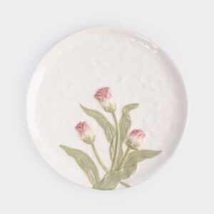 Блюдо, 24 см, керамика, молочное, Тюльпаны, Tulip