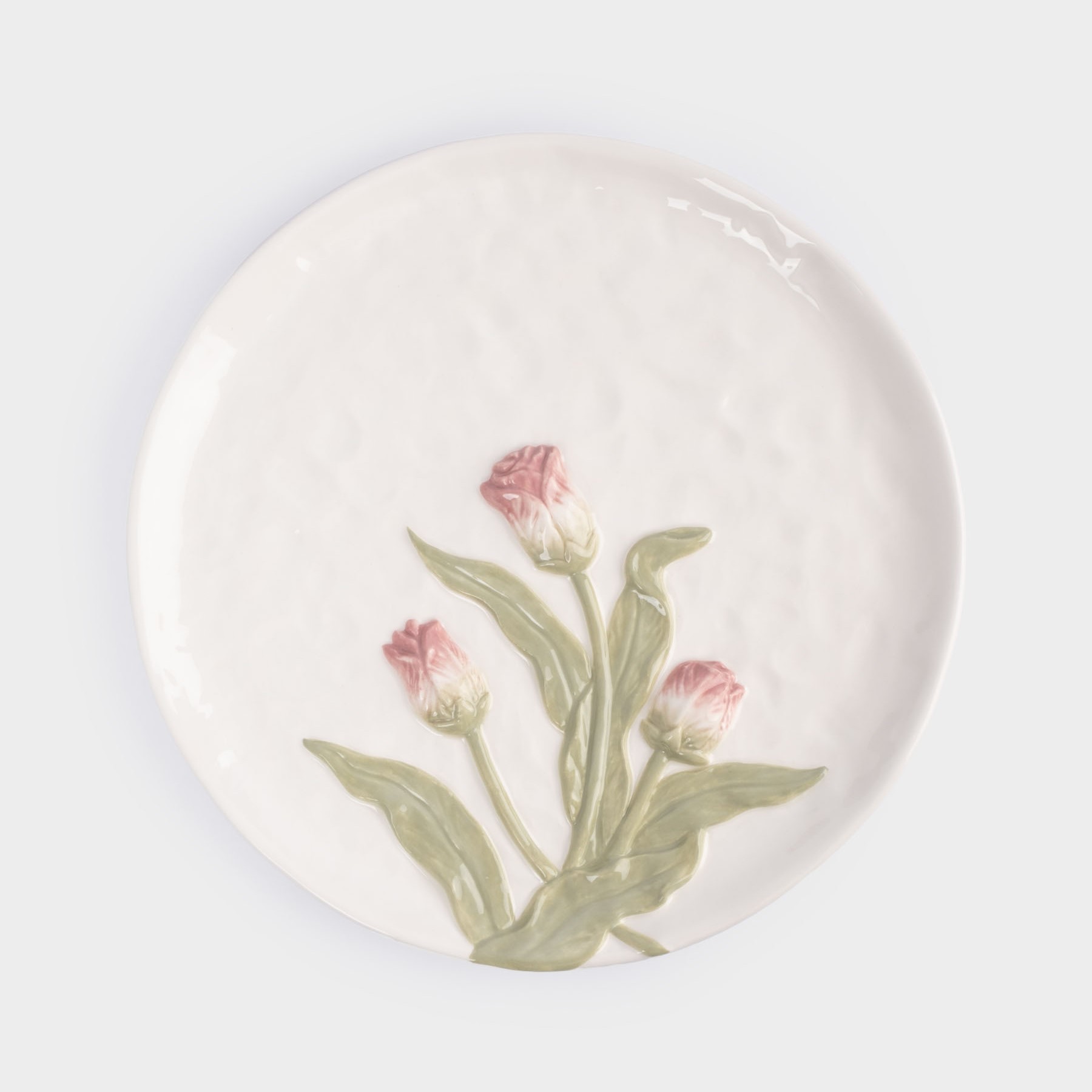 Блюдо, 24 см, керамика, молочное, Тюльпаны, Tulip