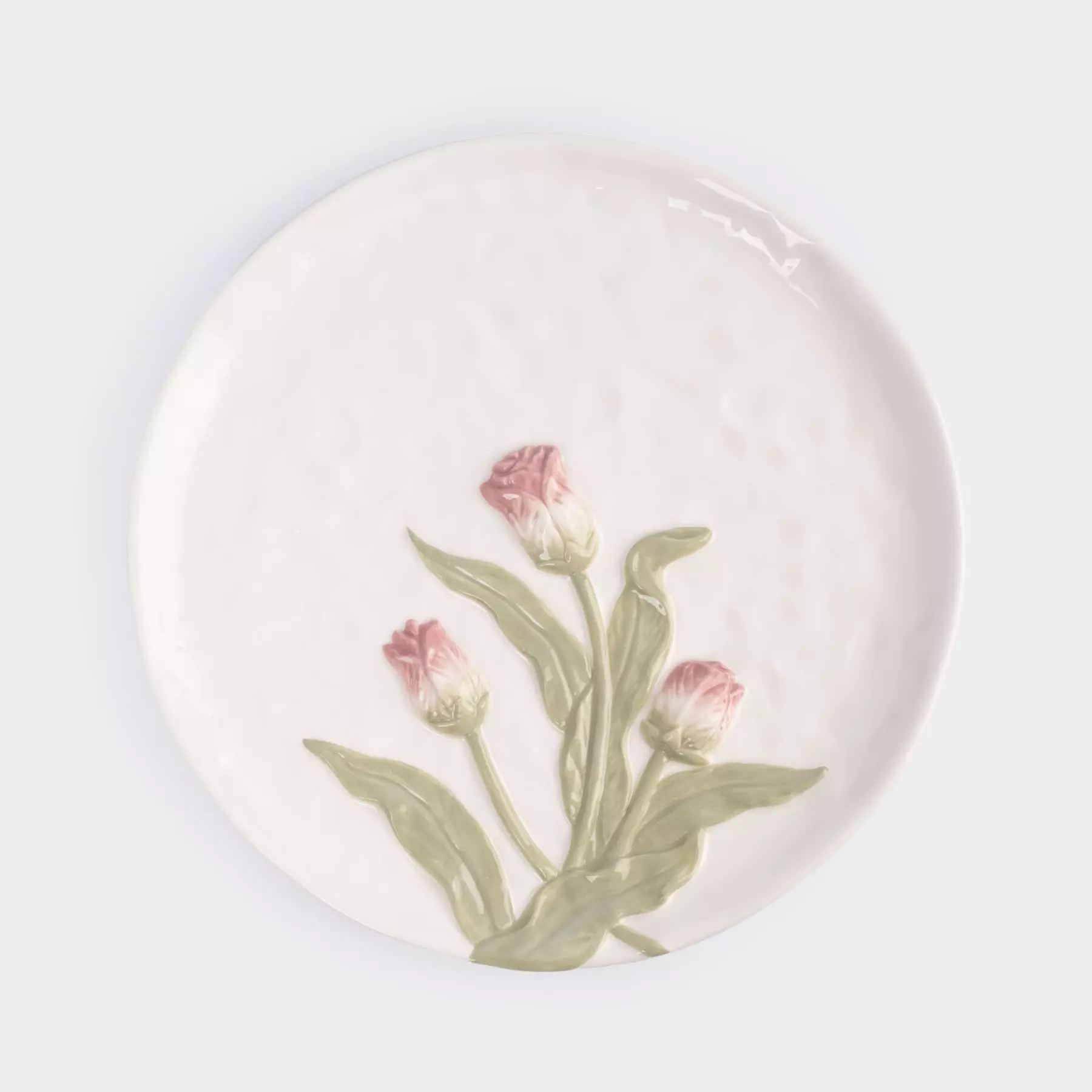 Блюдо, 24 см, керамика, молочное, Тюльпаны, Tulip