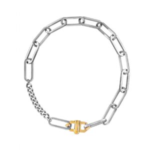 Колье Moon Paris, Ringo, с овальными звеньями и золотистым замком, (серебристый)