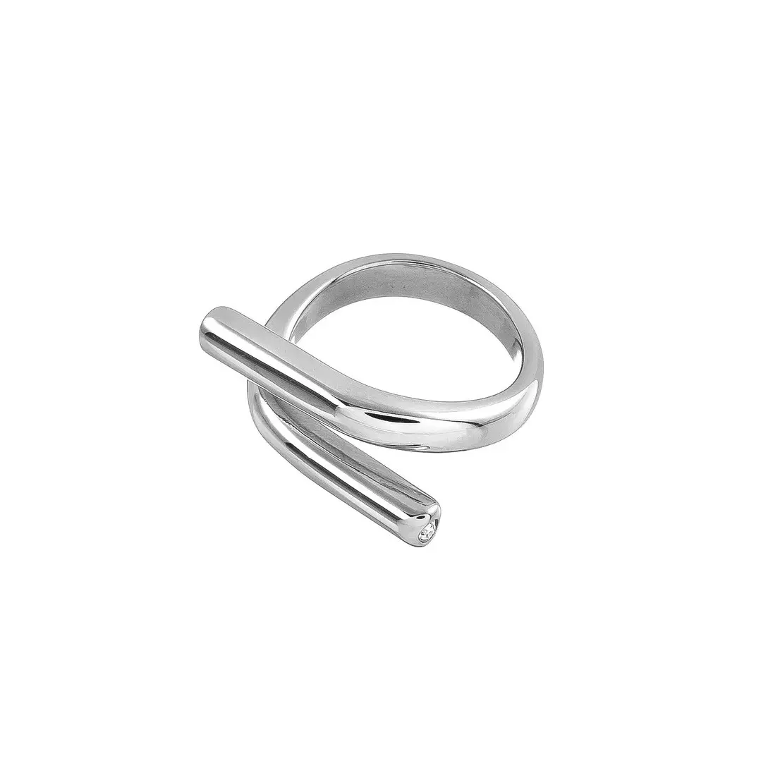 Кольцо Moon Paris, Steel, минимализм, (серебристый, 17,5)
