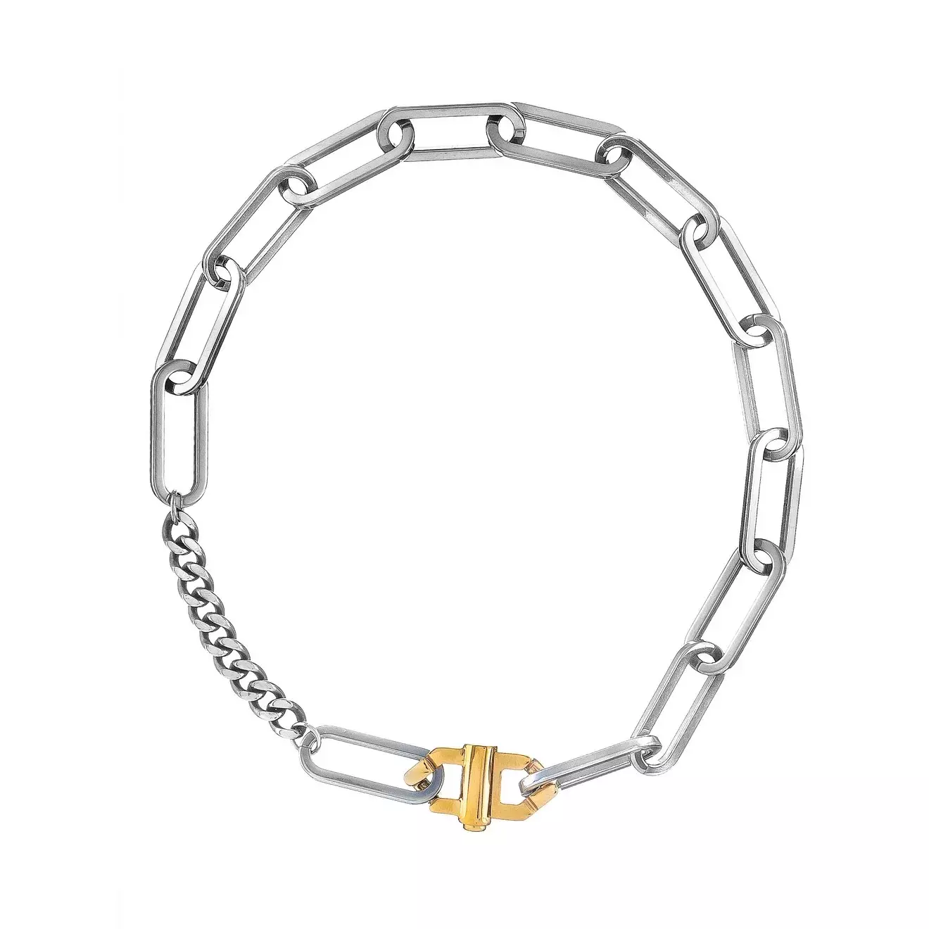 Колье Moon Paris, Ringo, с овальными звеньями и золотистым замком, (серебристый)