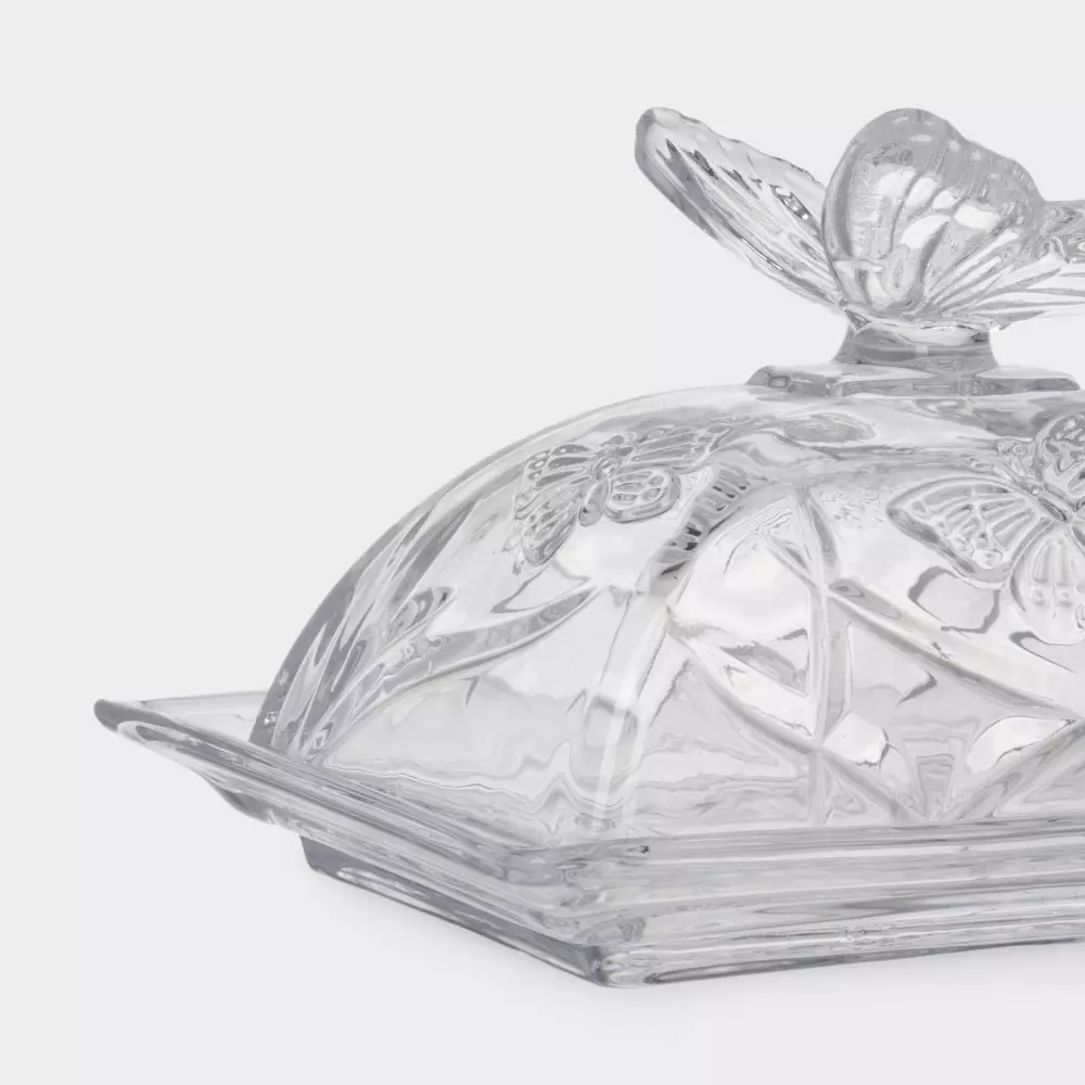 Масленка, 17х12 см, стекло, прямоугольная, Бабочка, Butterfly — изображение 2