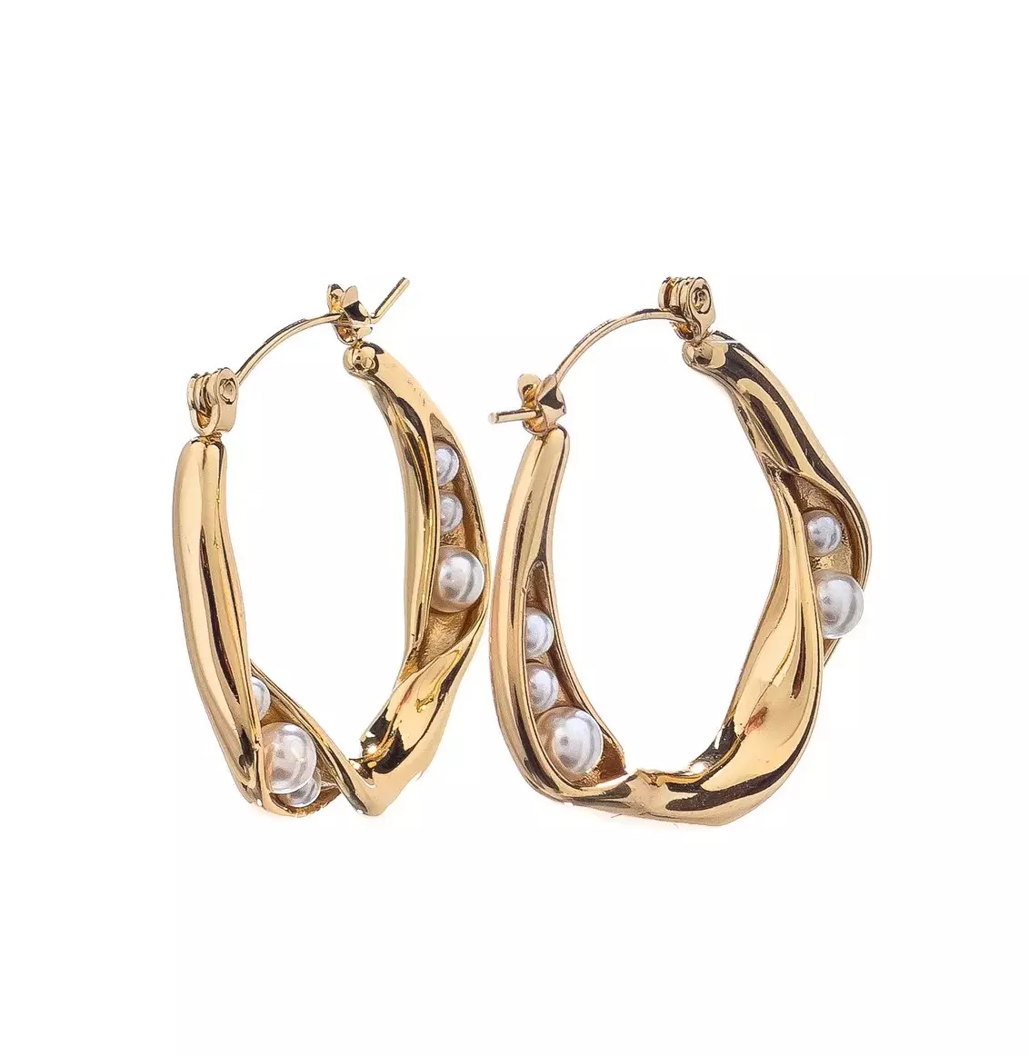 Серьги Moon Paris, Steel, с жемчугом, (золотистый)