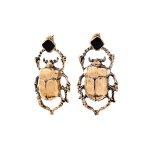 Серьги Moon Paris, жук скарабей с цветной эмалью, (золотистый)