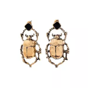 Серьги Moon Paris, жук скарабей с цветной эмалью, (золотистый)