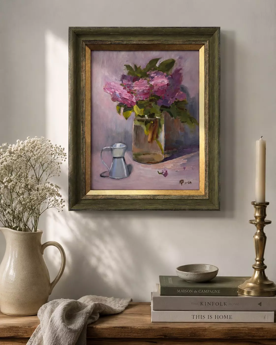 Картина "Тихий май" в зелено-золотой раме 33х43см — изображение 2