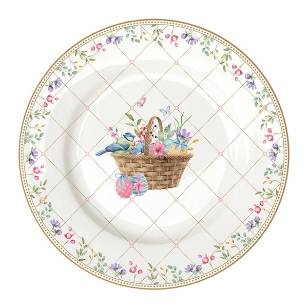 Тарелка закусочная, 19 см, фарфор P, белая, Корзина с цветами, Spring Bloom
