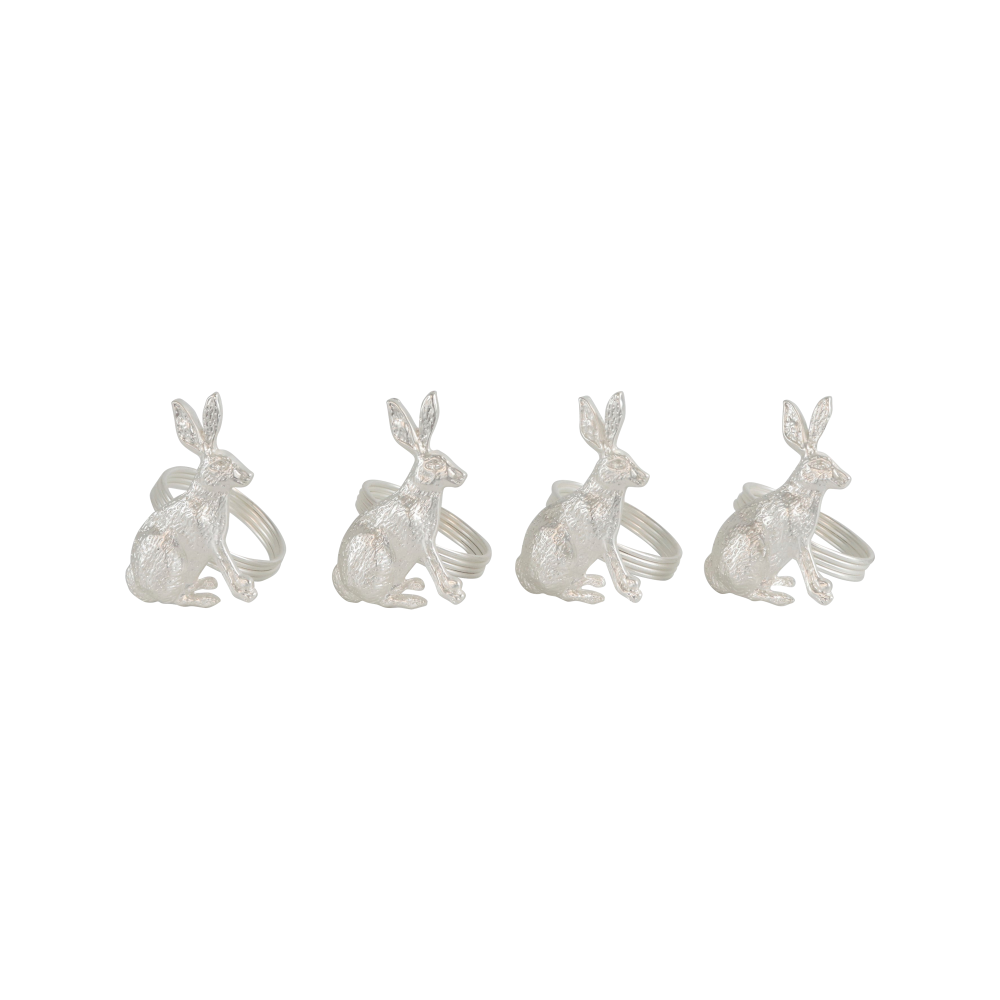 Набор из 4-х Колец для салфеток "Кролики" 3,5x0,75см/4x5,5x1см
